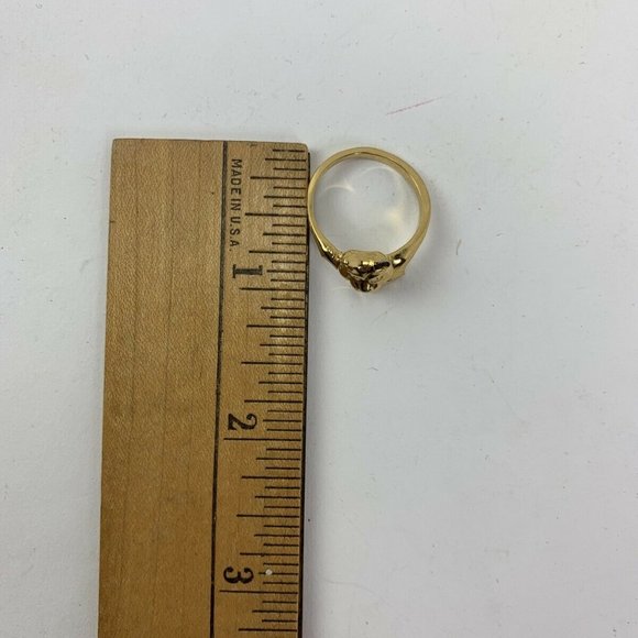 Vintage Gold Tone Cat Figural Sitting 3D Ring - Picture 6 of 6